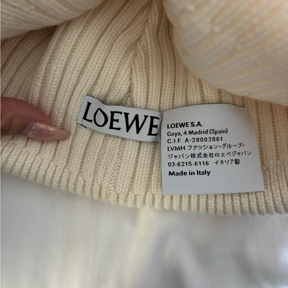 Loewe Ivory Ribbed Knit Hat - Picture 3 of 5